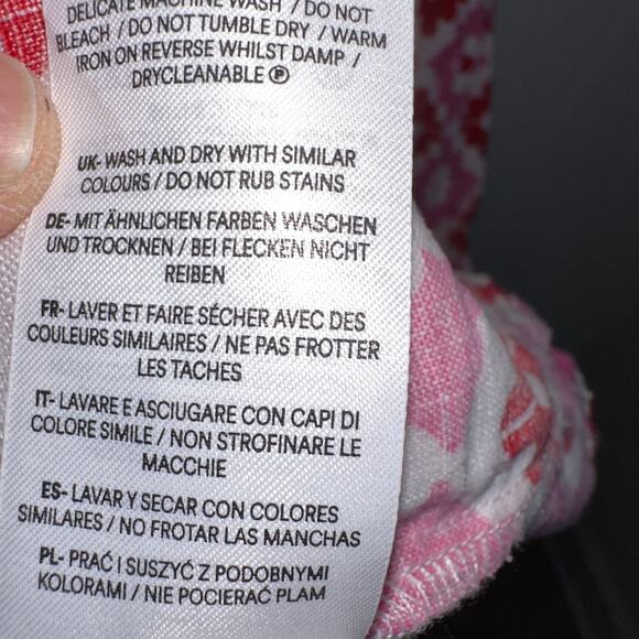 Boden Plus SIze Dress 16 Linen Midi Length Pink White Red Short Sleeve Pullover - Picture 7 of 8